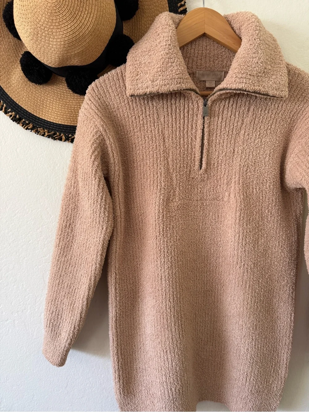 Barefoot Dreams CozyChic Fuzzy Half Zip Tunic Sweater Size XS